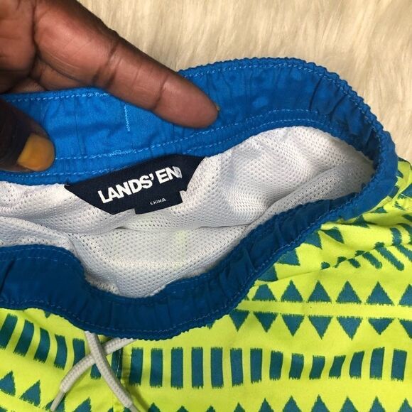 Lands’ End blue/neon green swim trunk size 8 - Picture 2 of 4